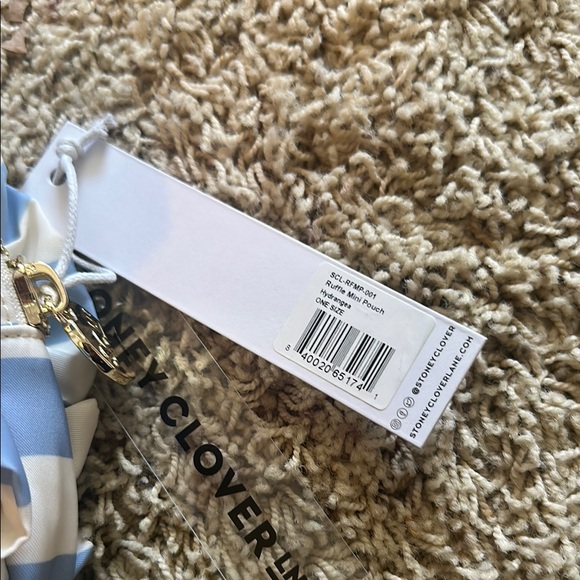 Stoney Clover Lane Blue and White Striped Cosmetic Bag - Picture 4 of 4